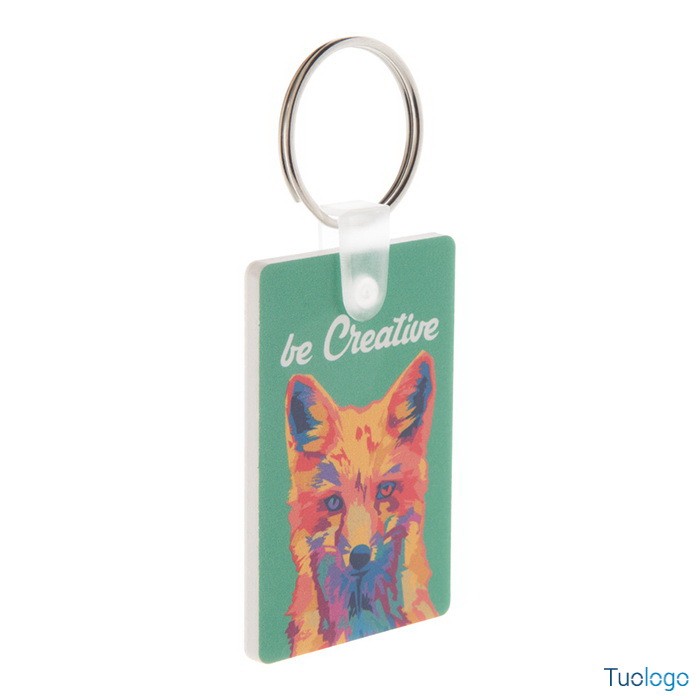 Portachiavi rettangolare in plastica bianca