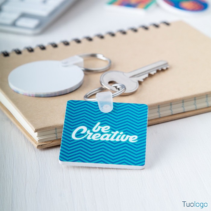 Portachiavi rettangolare in plastica bianca