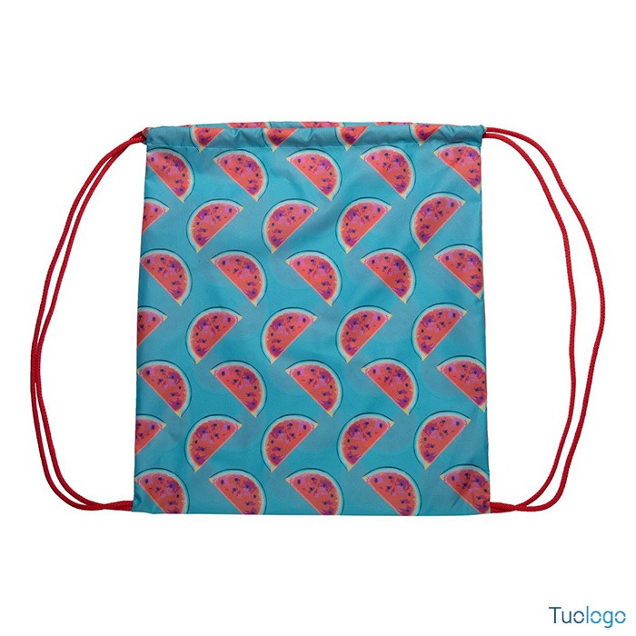 Zainetto in poliestere con cordoncini rossi