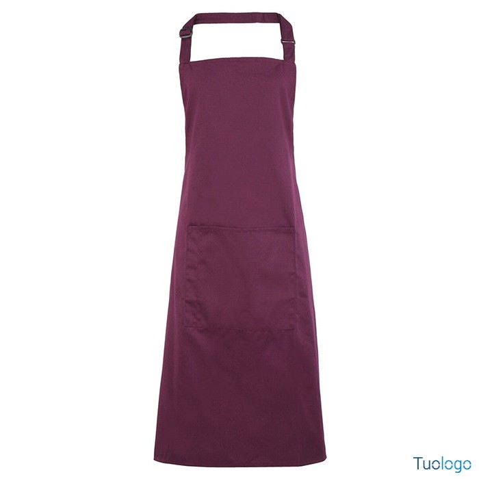 Grembiule bordeaux con pettorina e fibbia regolabile