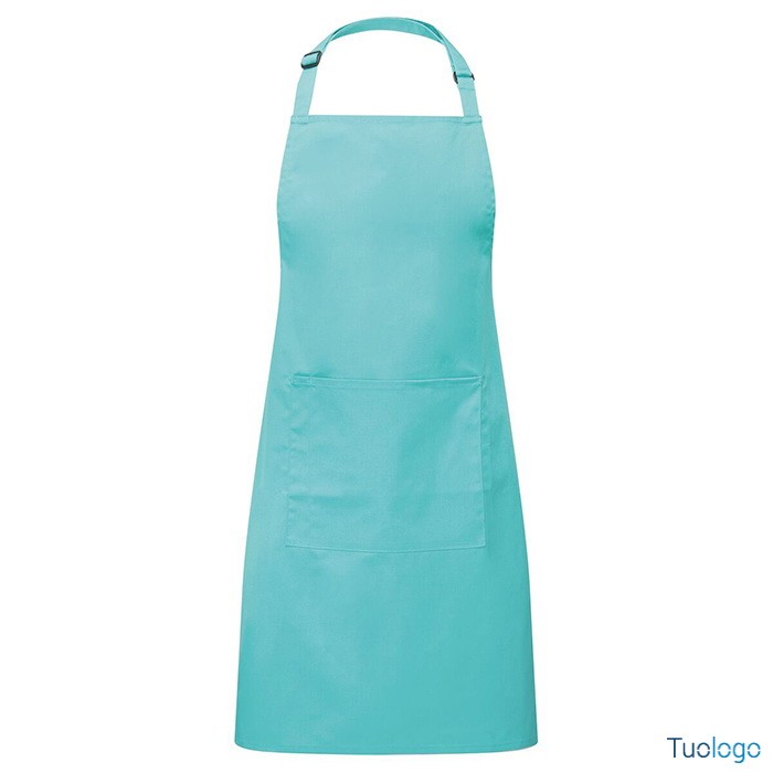 Grembiule azzurro con pettorina e fibbia regolabile