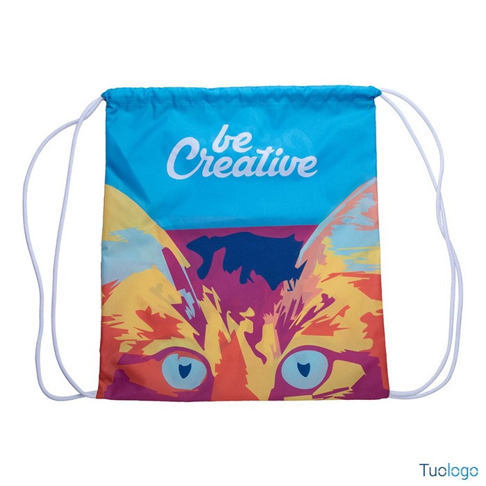 Zainetto in poliestere con cordoncini bianchi