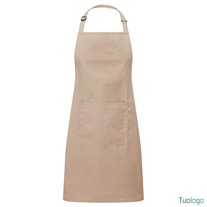 Grembiule beige con pettorina e fibbia regolabile