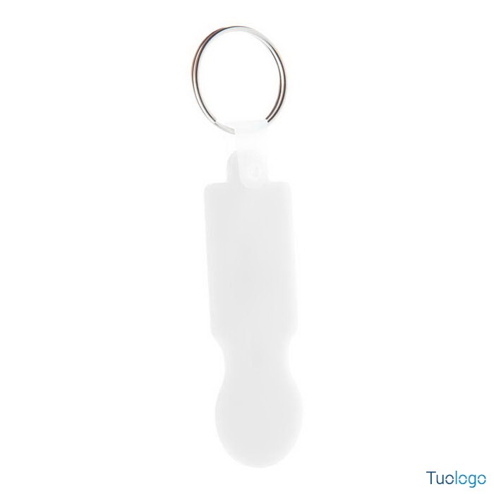 Portachiavi con gettone in plastica bianca per carrello della spesa