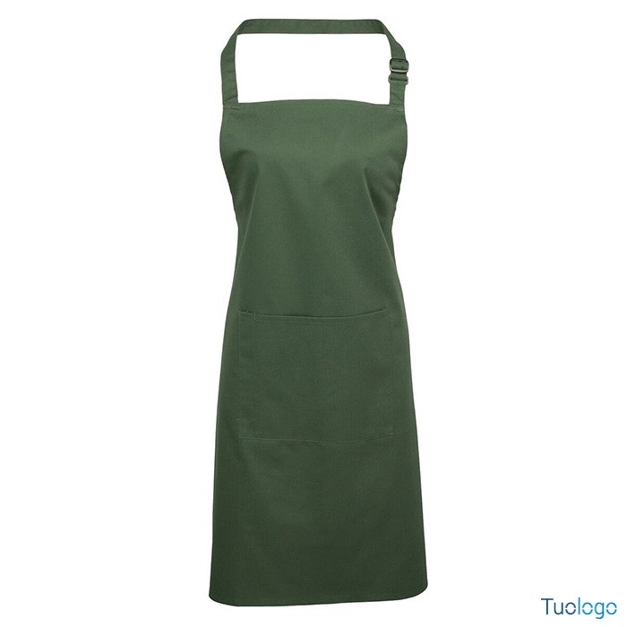 Grembiule verde oliva con fibbia regolabile e pettorina