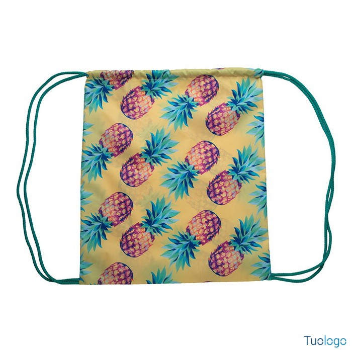 Zainetto in poliestere con cordoncini grigi