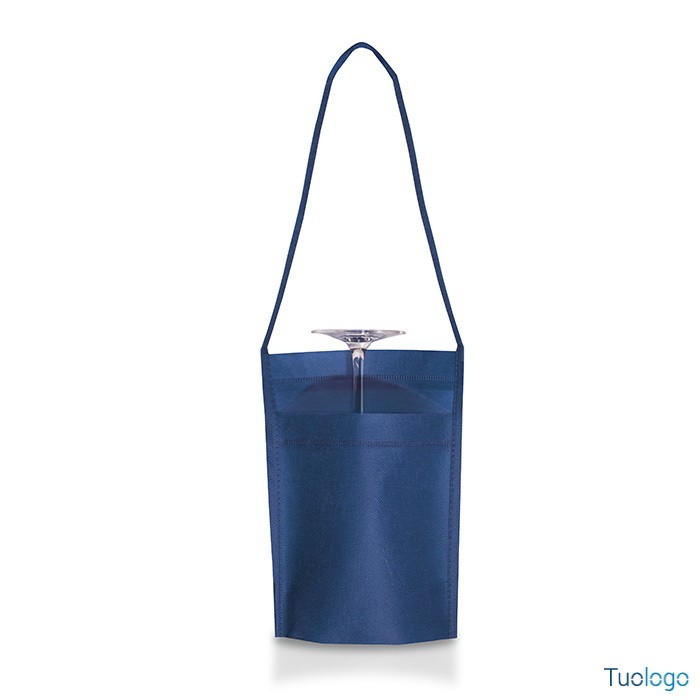 Tasca portabicchiere blu con tracolla