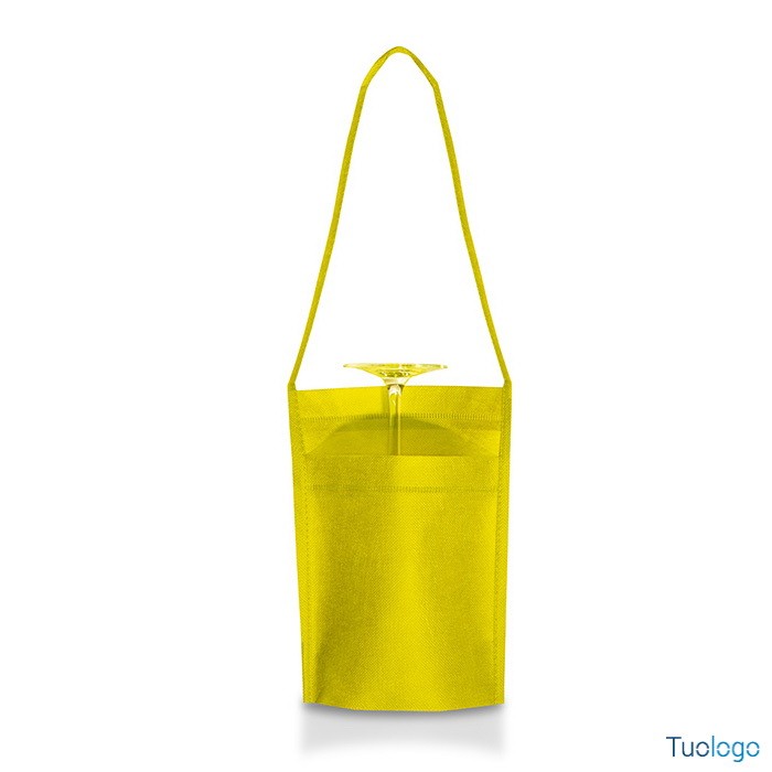 Tasca portabicchiere gialla con tracolla