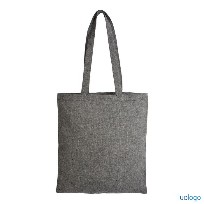 Shopper in cotone riciclato grigio con manici lunghi