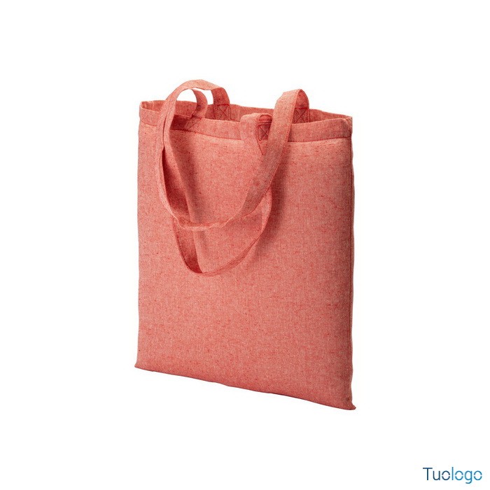 Shopper in cotone riciclato grigio con manici lunghi