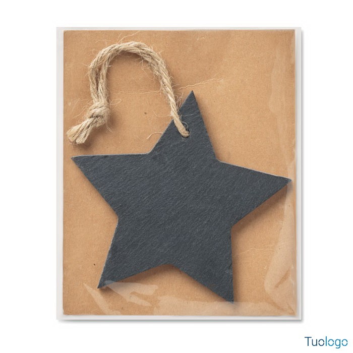 Decorazione natalizia a forma di stella con laccetto in corda dentro busta