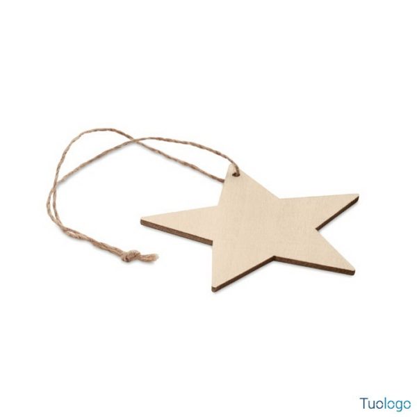 Decorazione natalizia a forma di stella con cordino, su sfondo bianco