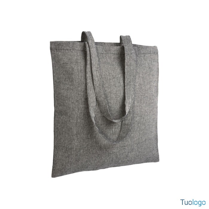 Shopper in cotone riciclato azzurro con manici lunghi
