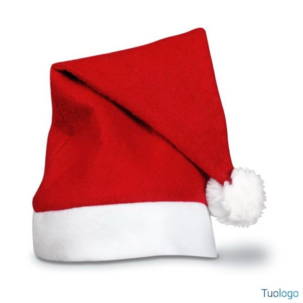 Cappello natalizio bianco e rosso, su sfondo bianco