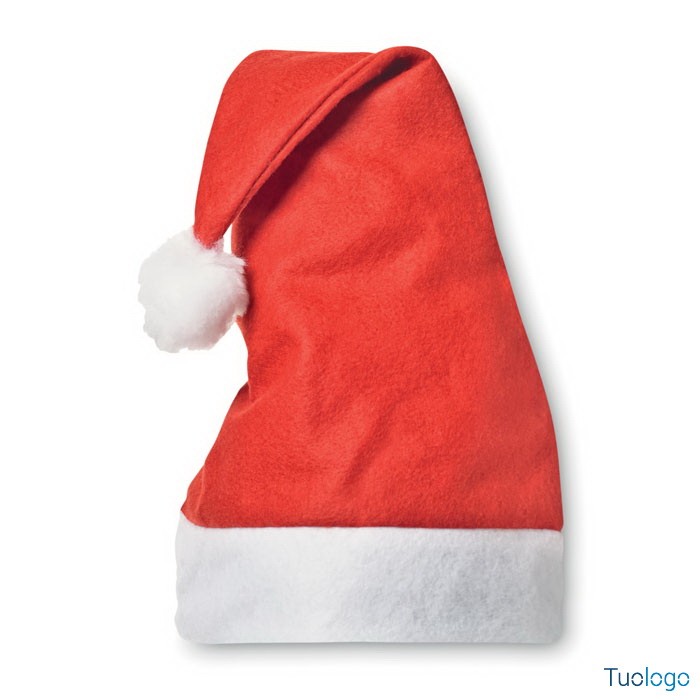 Cappello natalizio bianco e rosso, su sfondo bianco