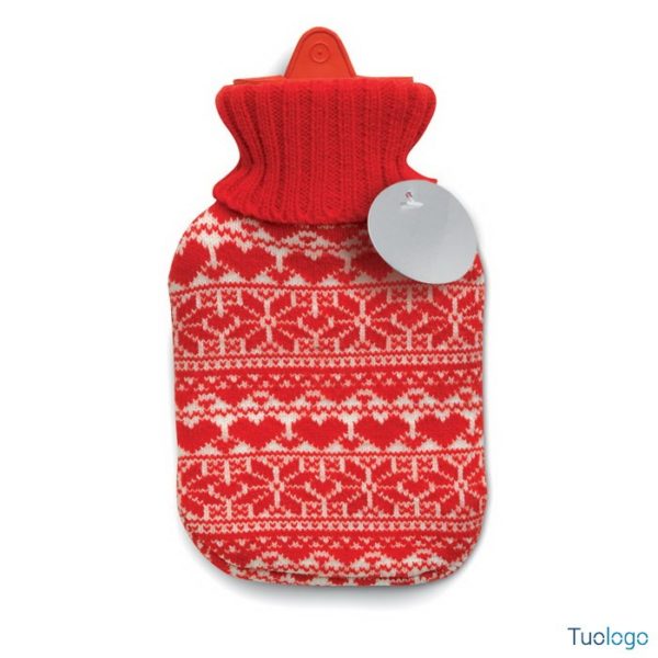 Borsa acqua calda rivestita da tessuto bianco e rosso