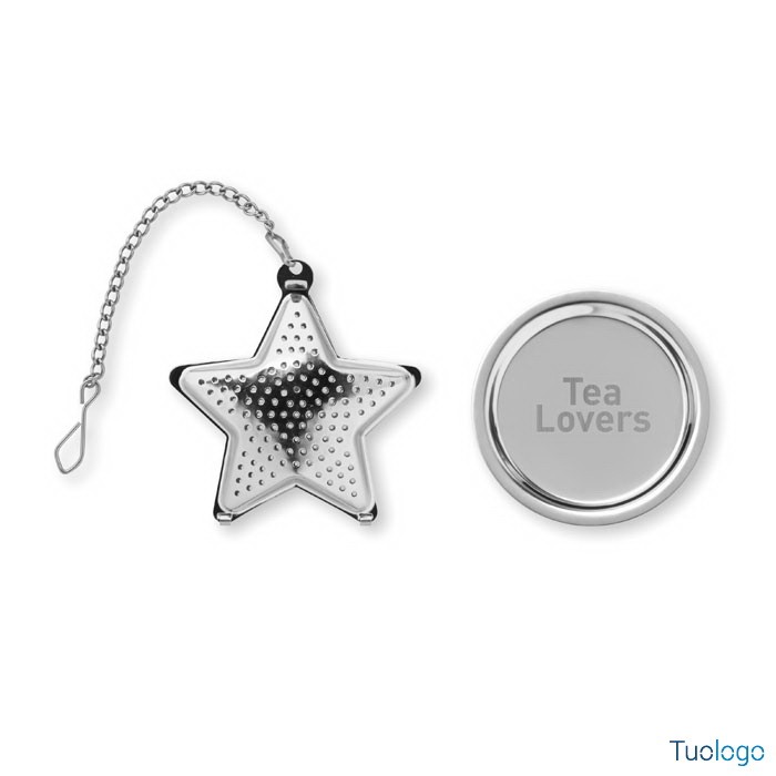 Infusore a forma di stella con catenina e piattino con logo