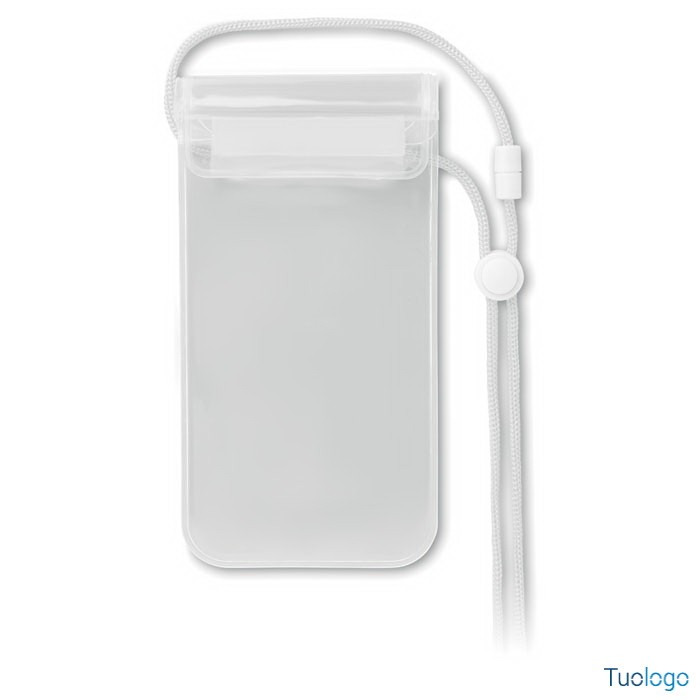 Custodia impermeabile per smartphone in pvc arancione con laccetto in poliestere