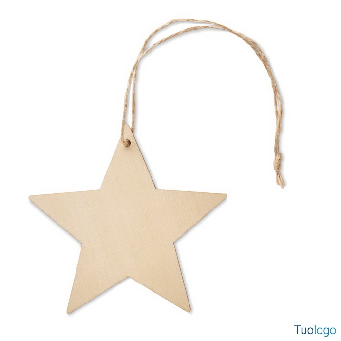 Decorazione natalizia a forma di stella con cordino, su sfondo bianco