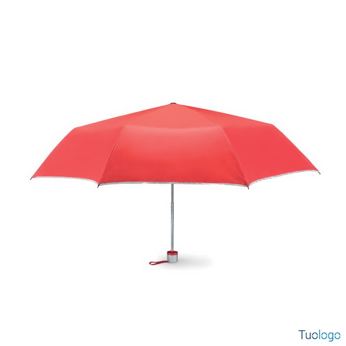 Ombrello arancione in poliestere con struttura in metallo e manico in plastica