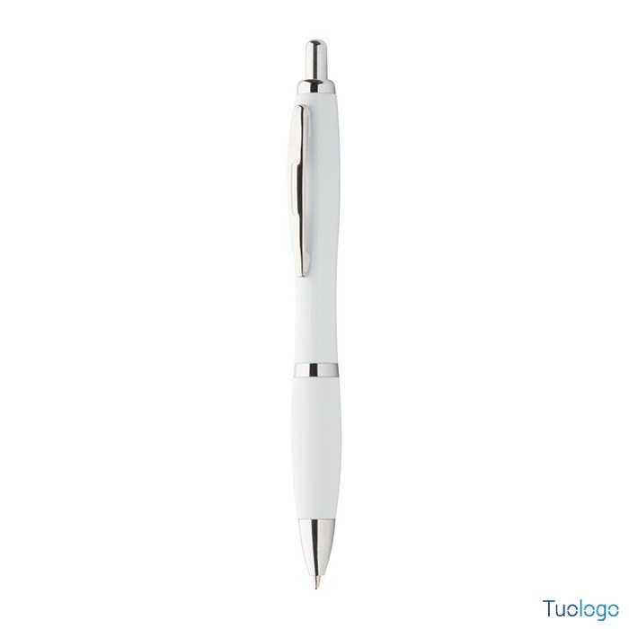 Penna a sfera gialla con fusto in plastica e grip in gomma