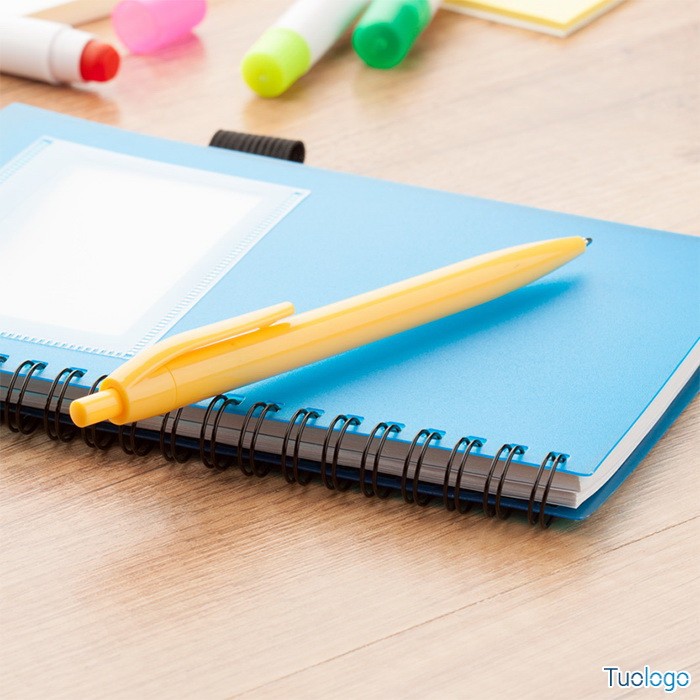 Penna a sfera in plastica bianca con clip piatta