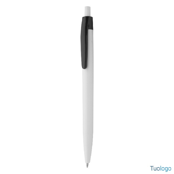 Penna a sfera con fusto bianco e clip rossa