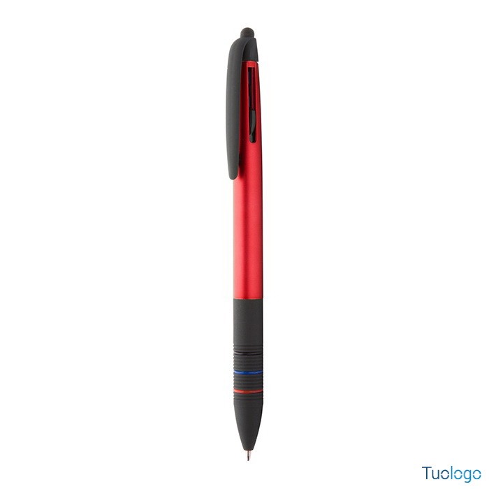 Penna in plastica rossa con rifinitura metallizzata opaca e impugnatura in gomma