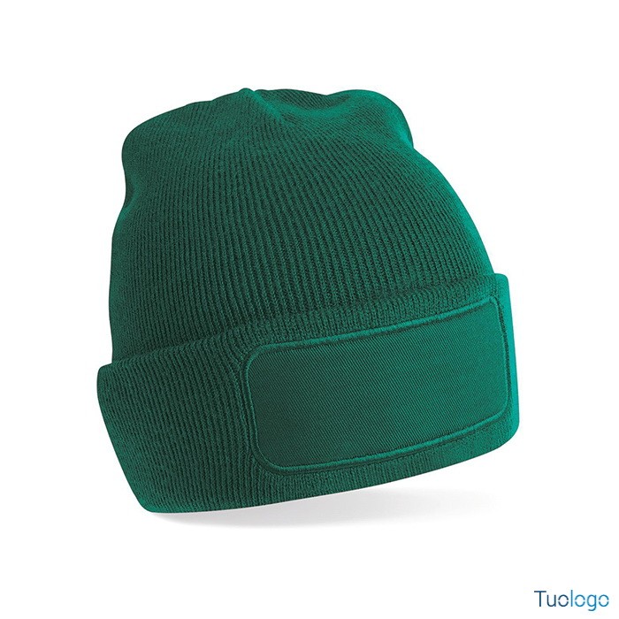 Cappellino grigio con risvolto in cotone e rettangolo per il logo applicato sulla fronte