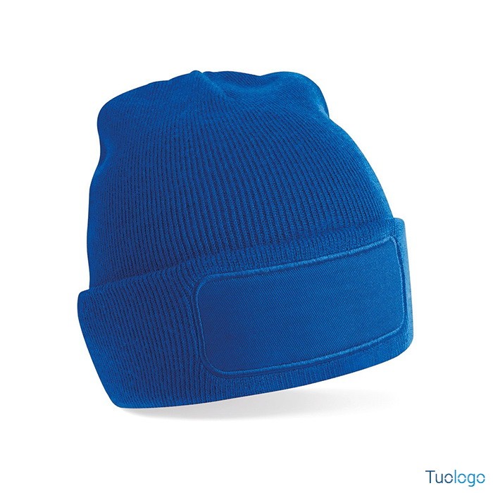 Cappellino bianco con risvolto in cotone e rettangolo per il logo applicato sulla fronte