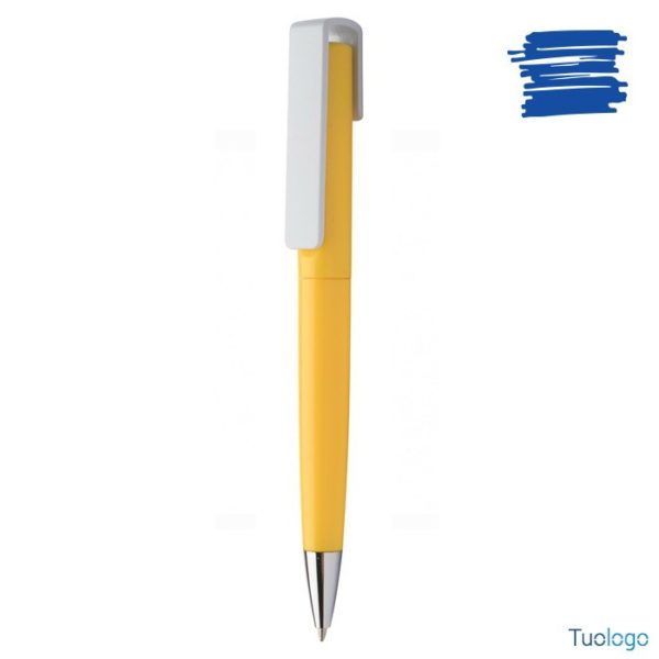Penna in plastica gialla con clip