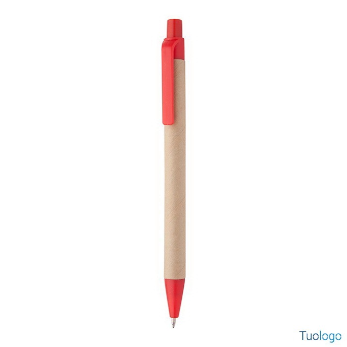 Penna a sfera rossa in cartone e plastica riciclata