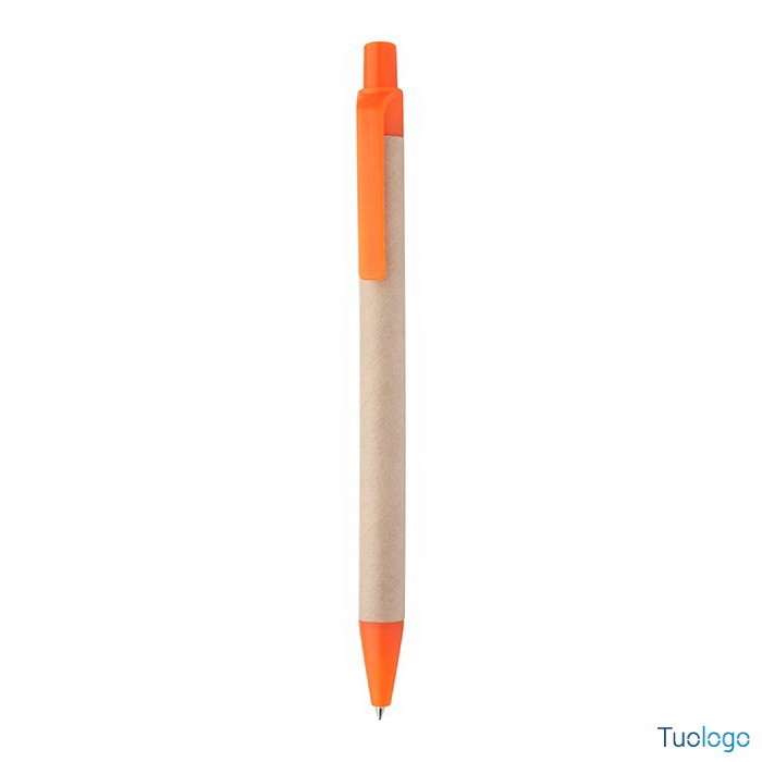 Penna a sfera arancione in cartone e plastica riciclata