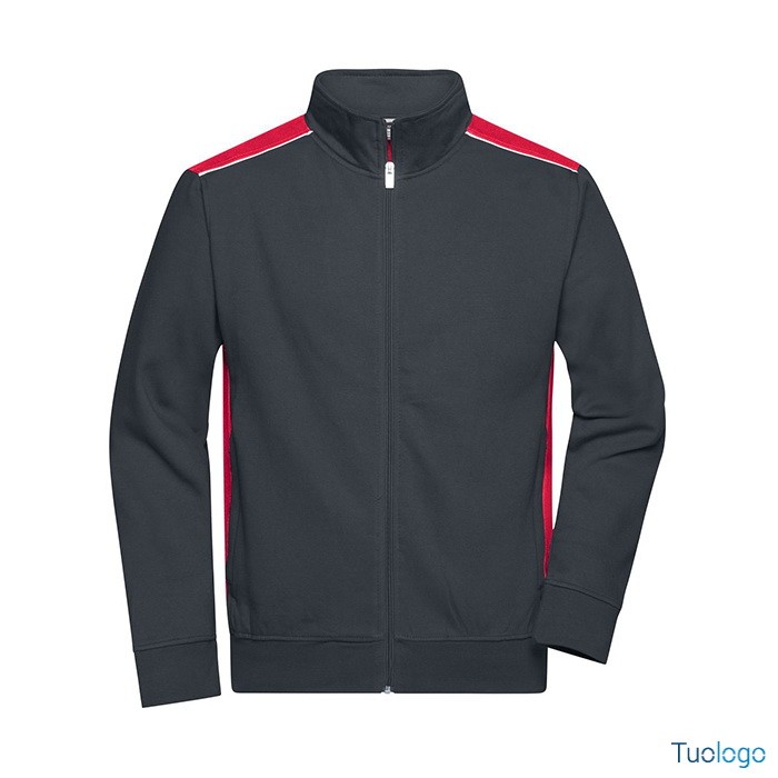 Felpa nera con inserti rossi e zip lunga