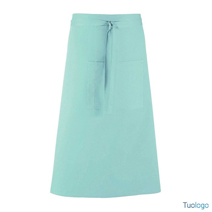 Grembiule da uomo lungo verde in stile bar con grande tasca frontale