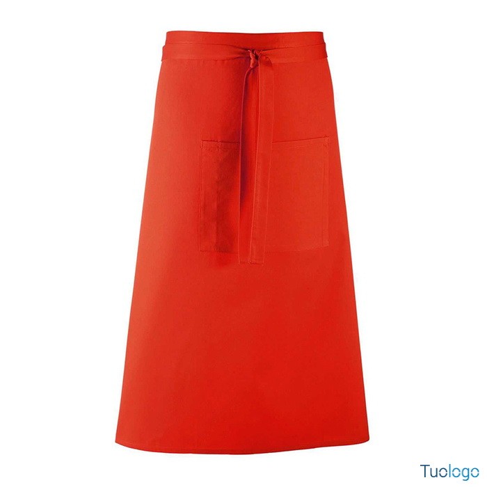 Grembiule da uomo lungo marrone chiaro in stile bar con grande tasca frontale