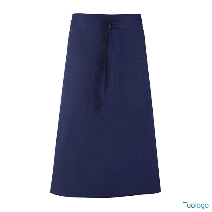 Grembiule da uomo lungo arancione in stile bar con grande tasca frontale