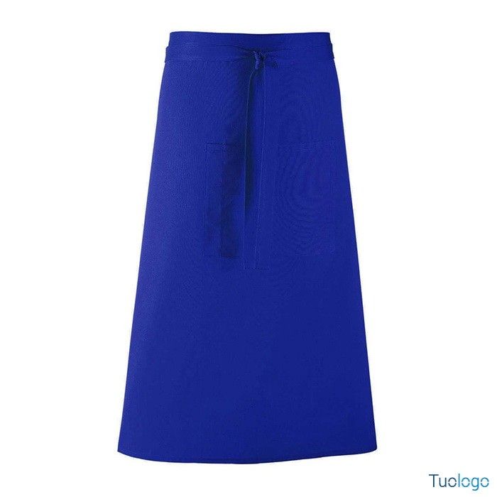 Grembiule da uomo lungo grigio in stile bar con grande tasca frontale