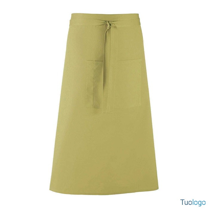 Grembiule da uomo lungo blu scuro in stile bar con grande tasca frontale