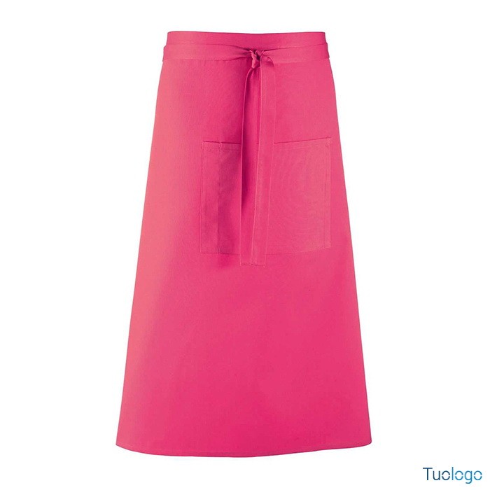 Grembiule da uomo lungo blu in stile bar con grande tasca frontale