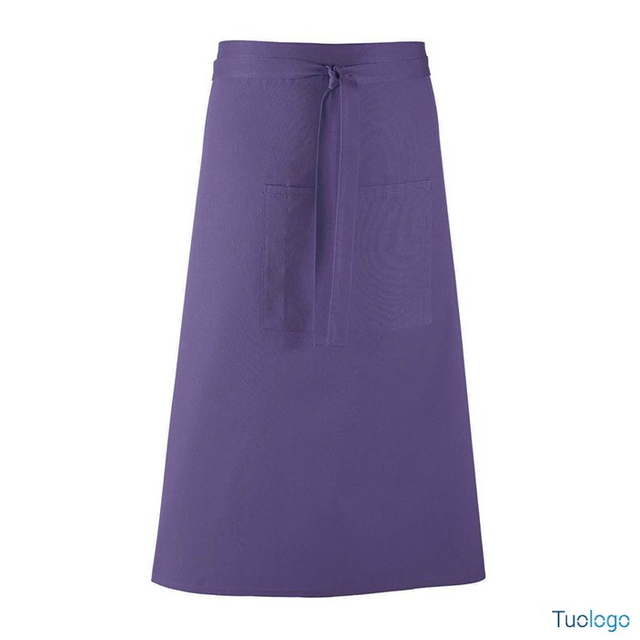 Grembiule da uomo lungo blu in stile bar con grande tasca frontale