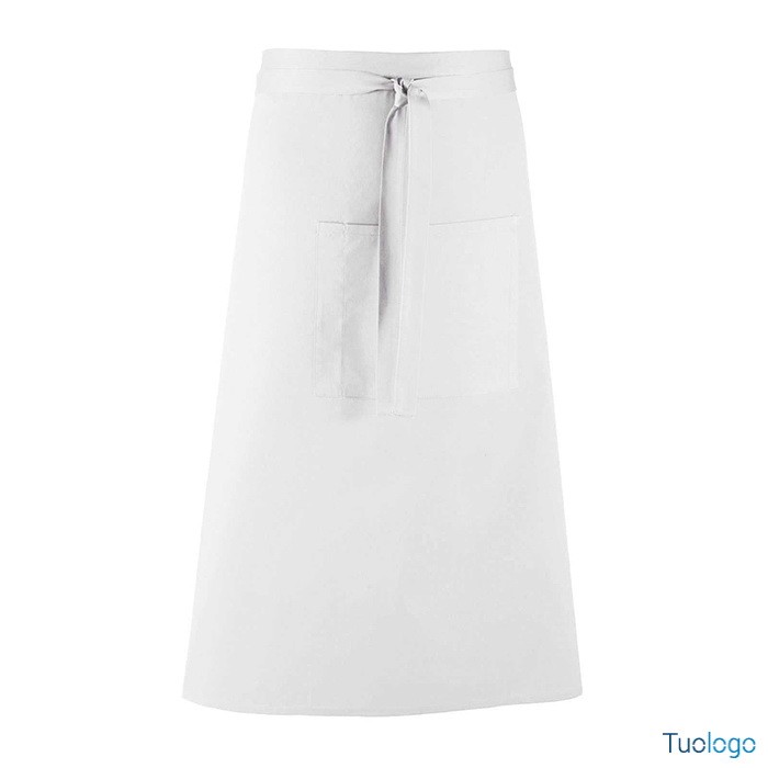 Grembiule da uomo lungo nero in stile bar con grande tasca frontale