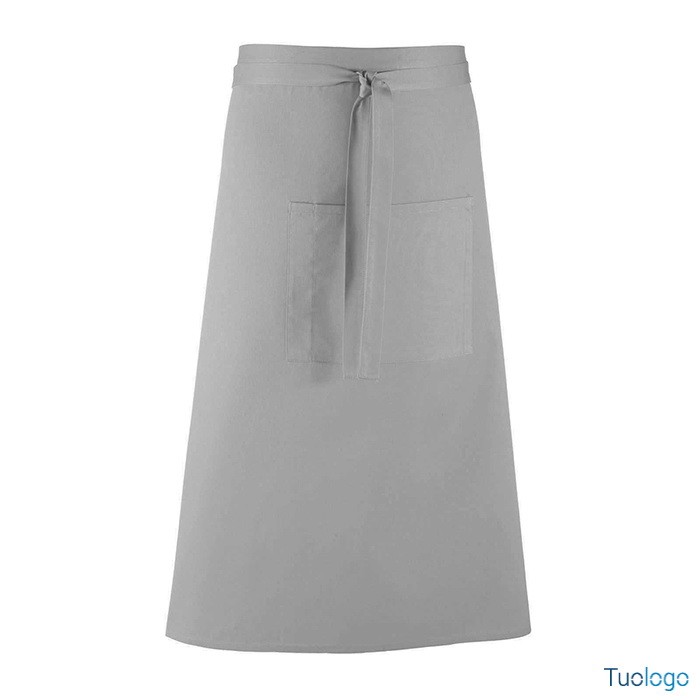 Grembiule da uomo lungo azzurro in stile bar con grande tasca frontale