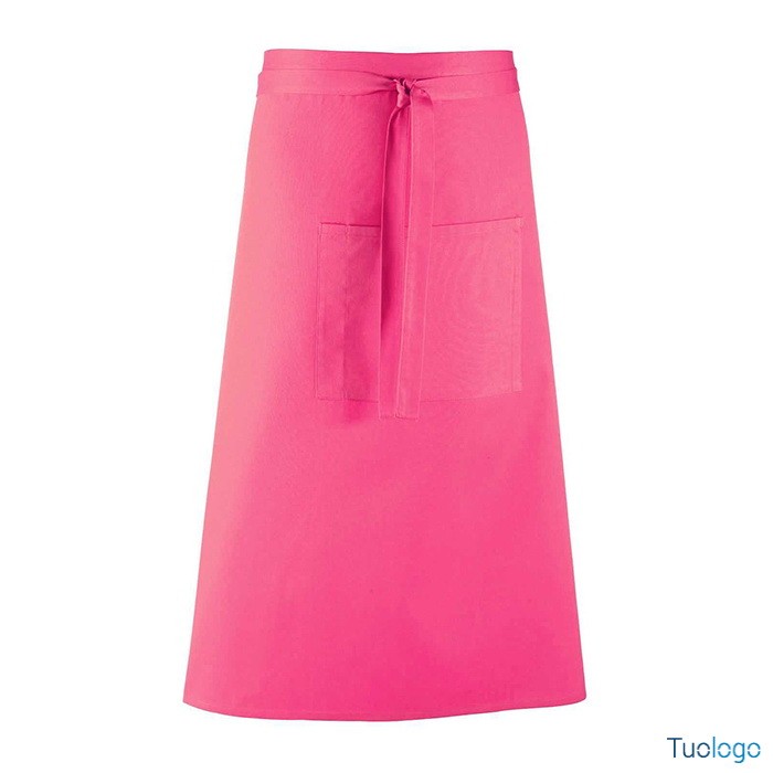 Grembiule da uomo lungo verde chiaro in stile bar con grande tasca frontale