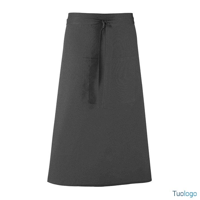 Grembiule da uomo lungo beige in stile bar con grande tasca frontale