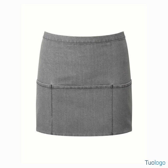 Grembiule verde corto in stile bar con tre tasche frontali