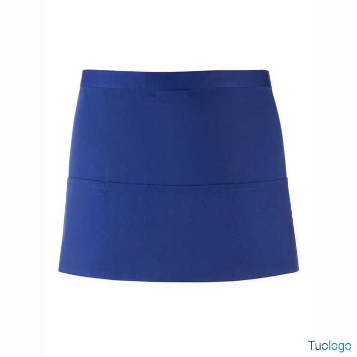 Grembiule bianco corto in stile bar con tre tasche frontali