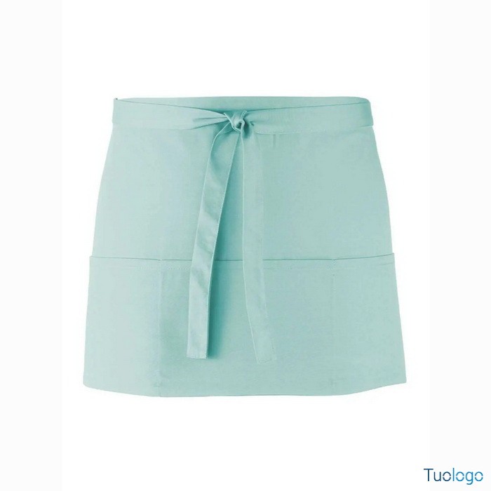 Grembiule marrone corto in stile bar con tre tasche frontali