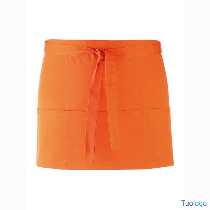 Grembiule verde corto in stile bar con tre tasche frontali