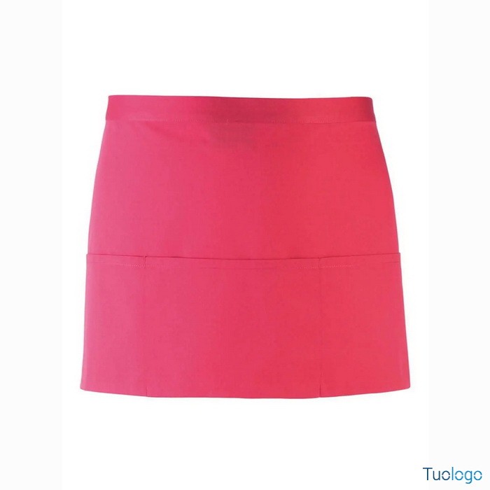 Grembiule viola corto in stile bar con tre tasche frontali